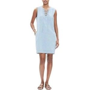 Madewell Chambray Lace Up Shift Dress Size XXS